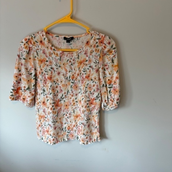 Mexx, Women's Smocked Jersey, Floral Puff Sleeve Top, SZ SM - Picture 7 of 8